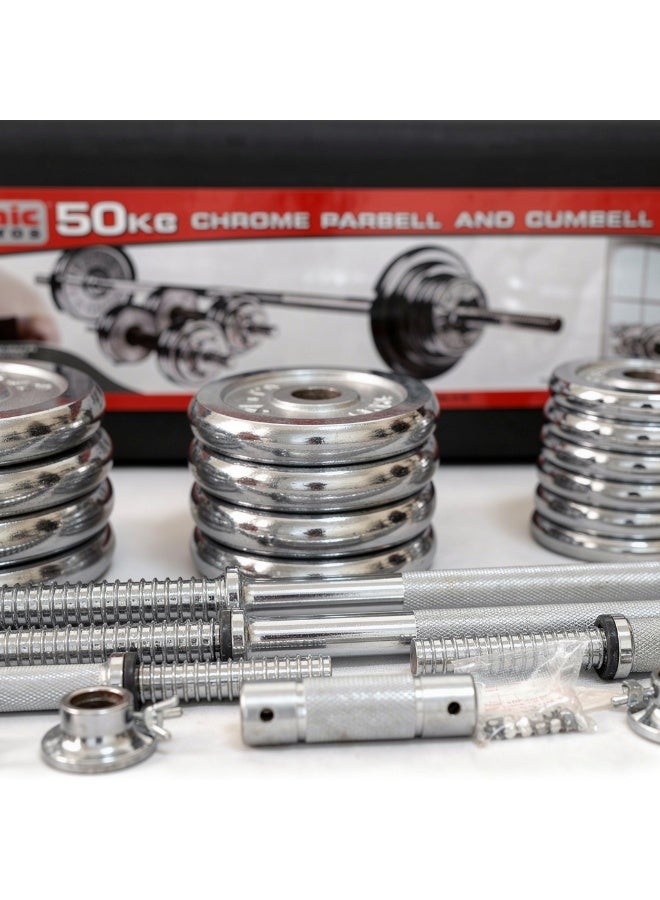 YORK 50 Kg Cast Iron Barbell And Dumbell Set - Image 2